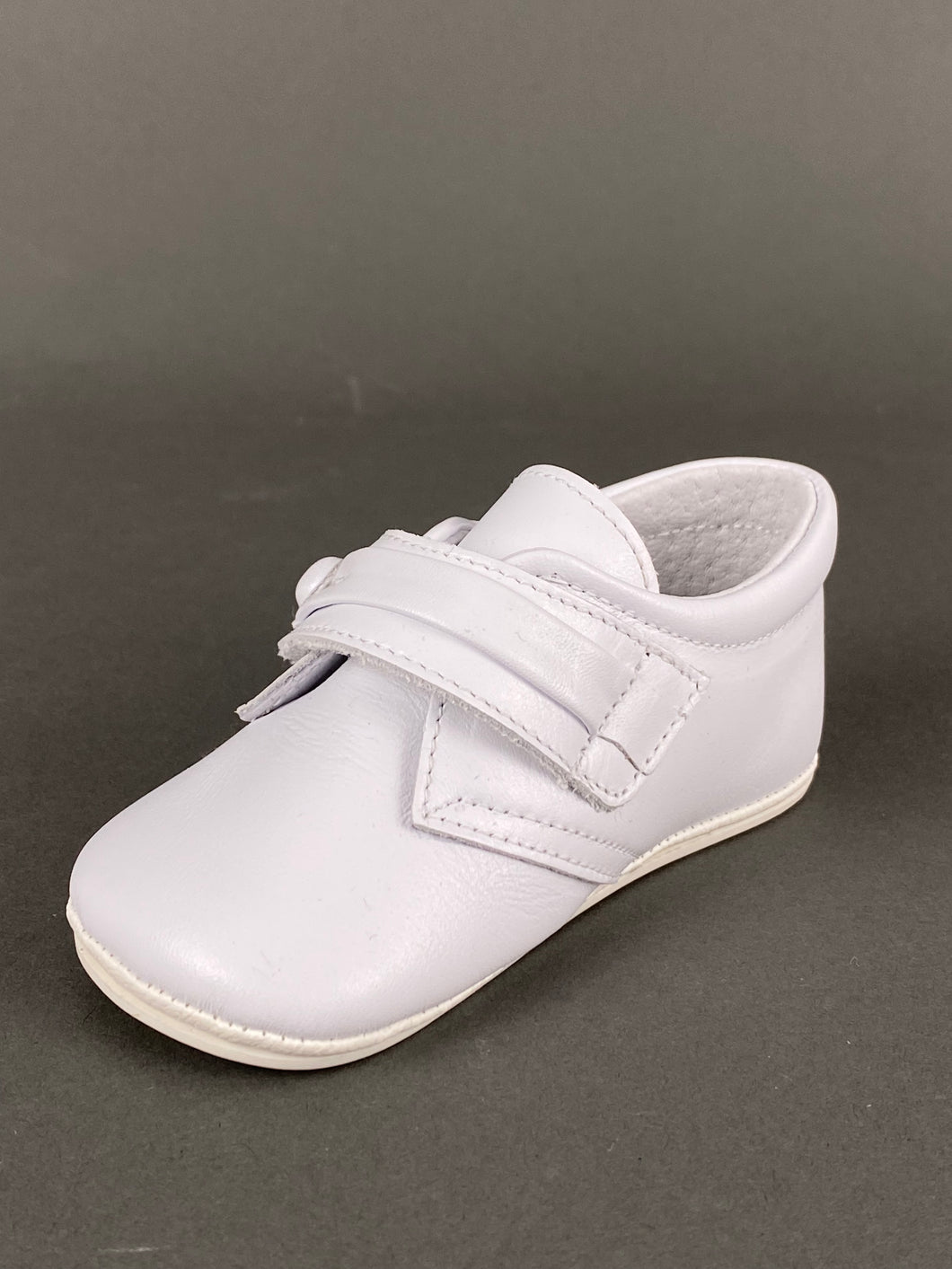 White Leather Walking Shoe with Velcro Strap