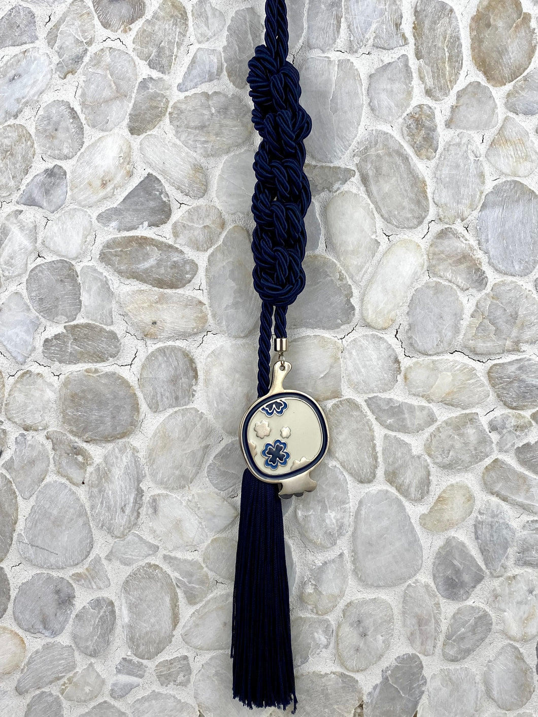 Pearl Navy Blue Rope with Metal Pomegranate Gouri 202111