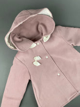 Load image into Gallery viewer, Dusty Rose Cashmere Blend Coat with Pearl Buttons and  Removable Hoodie CC1
