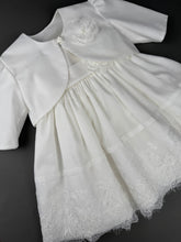 Load image into Gallery viewer, Dress 91 Girls Baptismal Christening French lace, Dress with matching Bolero and Hat. Made in Greece exclusively for Rosies Collections. 202591
