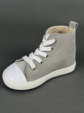 Load image into Gallery viewer, Baby Walker Grey Suede High Cut Walking Shoe with Laces Made in Greece BB202595
