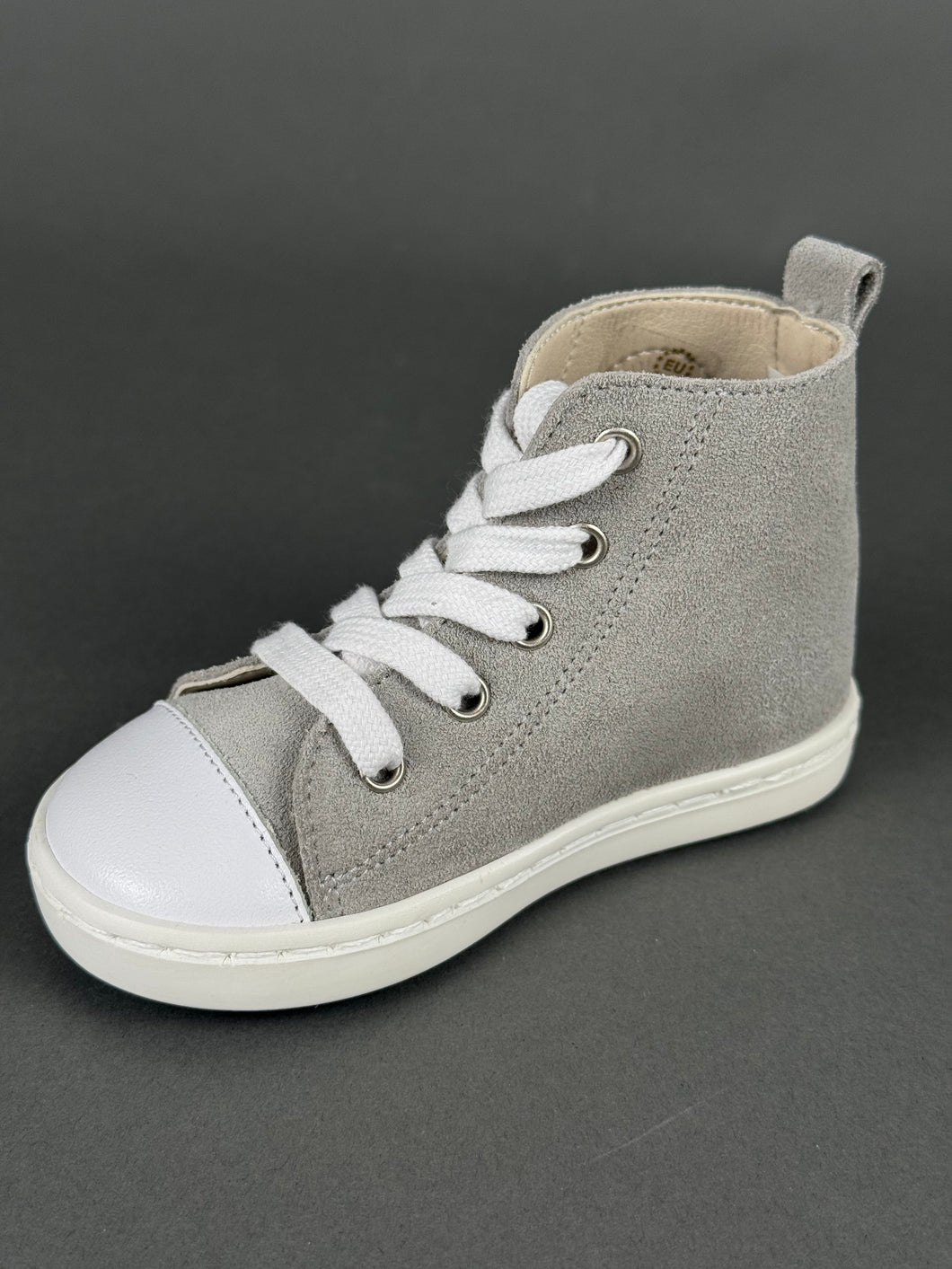 Baby Walker Grey Suede High Cut Walking Shoe with Laces Made in Greece BB202595