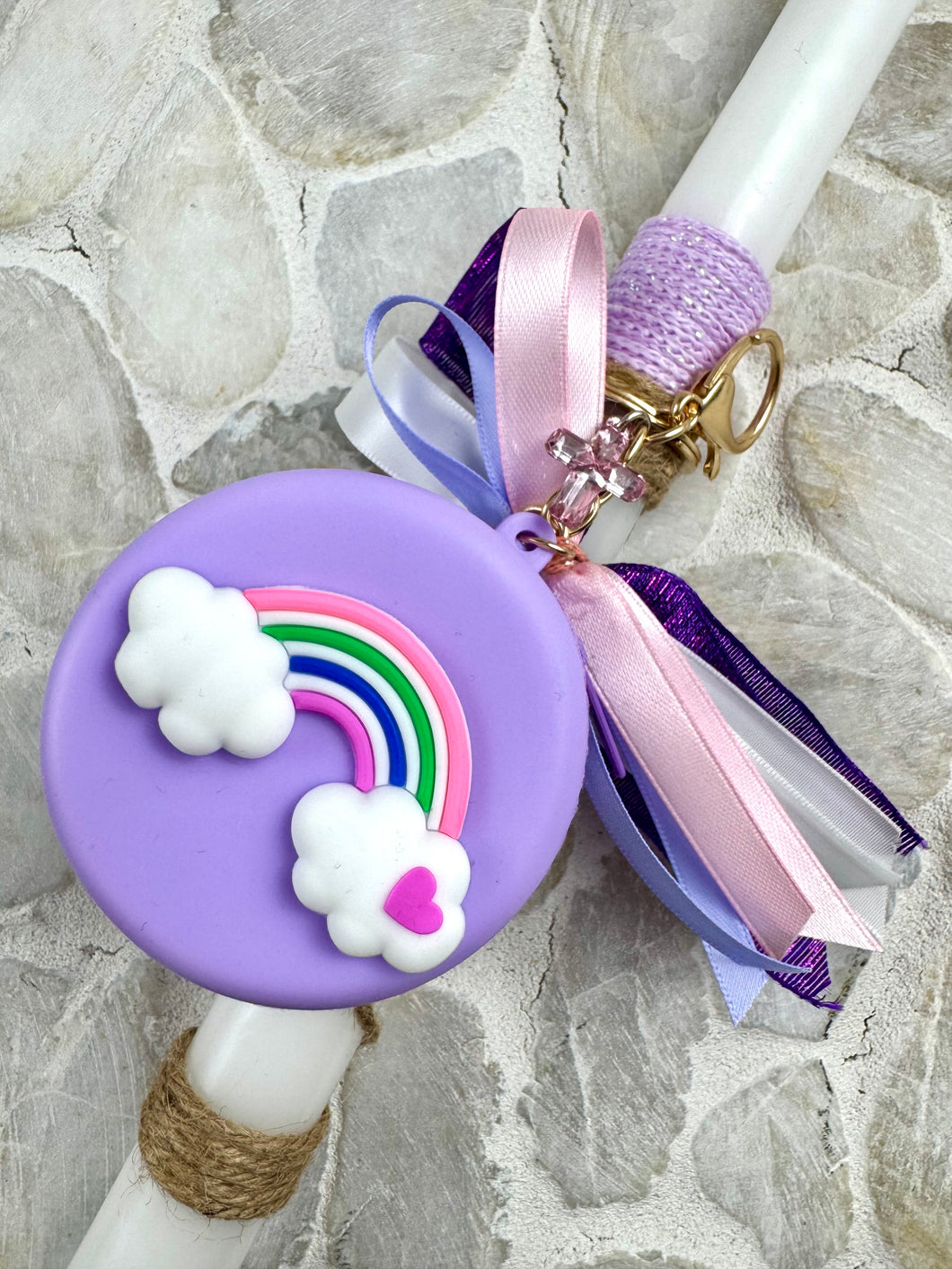 Corded Easter Candle with  Pouch Keychain and Cross  EC202547