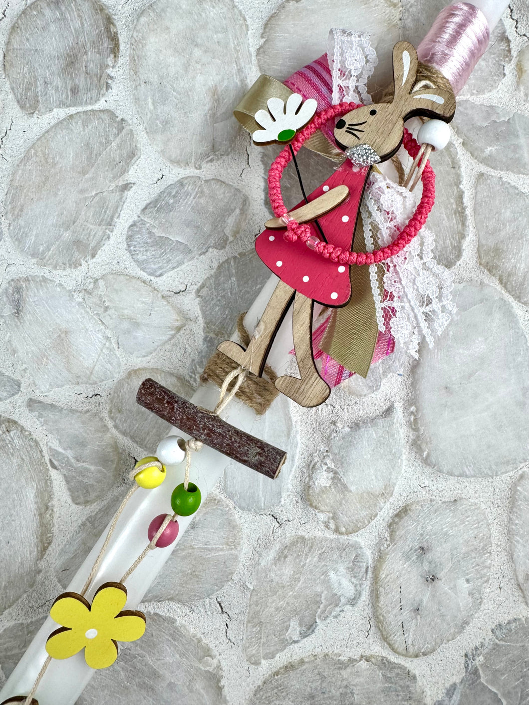 Corded Easter Candle with Easter Bunny and Koboskini Bracelet EC202530