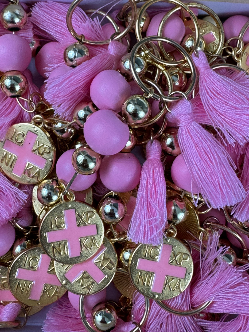 Martirika Keychain Konstantinato Pink with Beads and Tassel