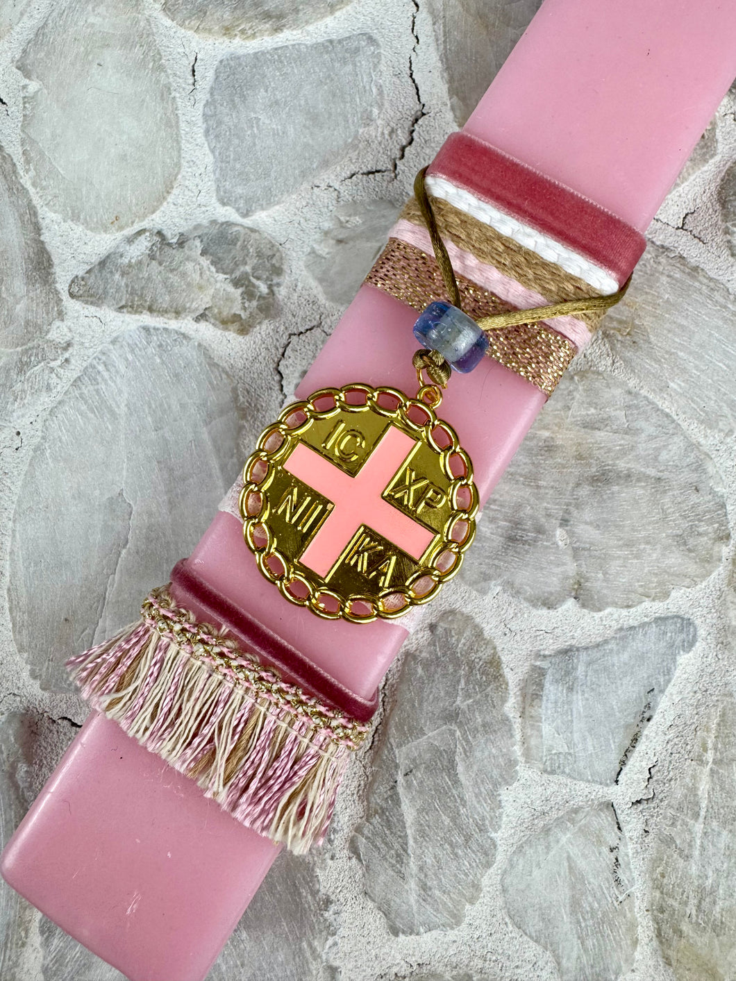 Corded Greek Easter Candle with Hanging Konstantinato EC202567