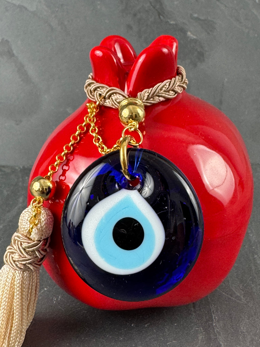 Pomegranate with Glass Evil Eye and Tassel P2501