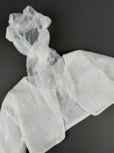 Load image into Gallery viewer, Dress 93 Girls Baptismal Christening Sleeveless Dress  lace, accented with Pearl flower, matching Bolero and Hat. Made in Greece exclusively for Rosies Collections. 202593
