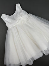 Load image into Gallery viewer, Dress 77 Girls Baptismal Christening Sleeveless Dress with Sequence  French lace, matching Bolero and Hat. Made in Greece exclusively for Rosies Collections. 202577
