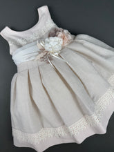 Load image into Gallery viewer, Dress 96 Girls Baptismal Christening Sleeveless Dress, accented with Pearl flowers, matching Bolero. Made in Greece exclusively for Rosies Collections. 202596
