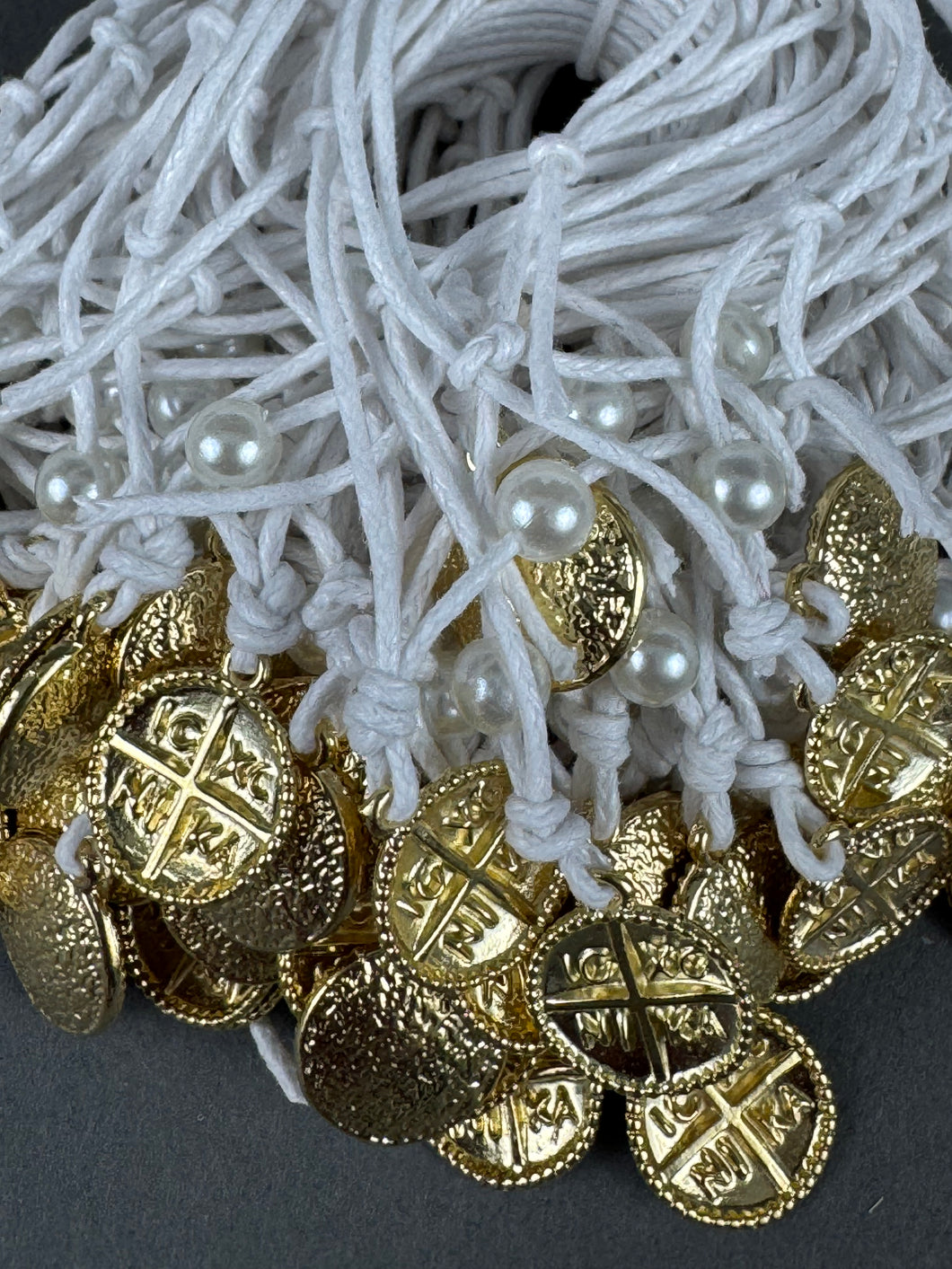 Martirika Bracelets with Adjustable Konstantinato White with Pearl Beads (per dozen)
