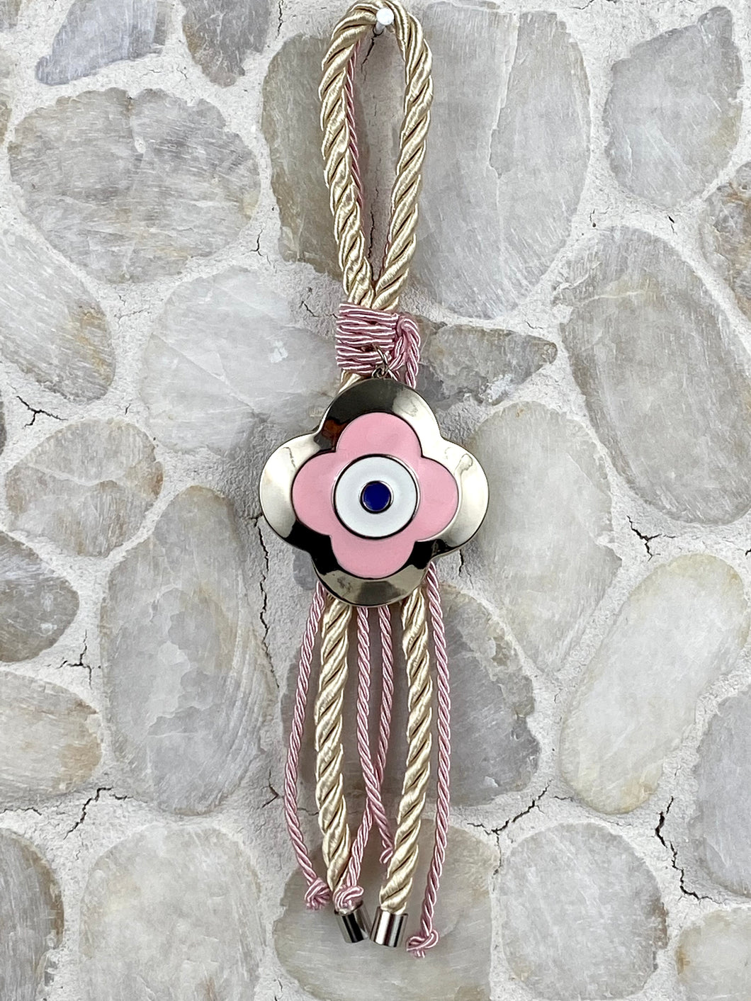 Ivory and Pink Rope with metal Evil Eye Gouri 202122