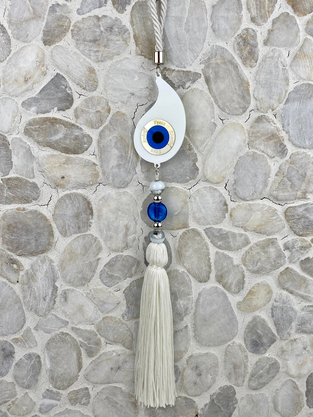 Tear Drop Blue Evil Eye Health Love Hope Luck with Glass Murano Beads and Tassel G20214