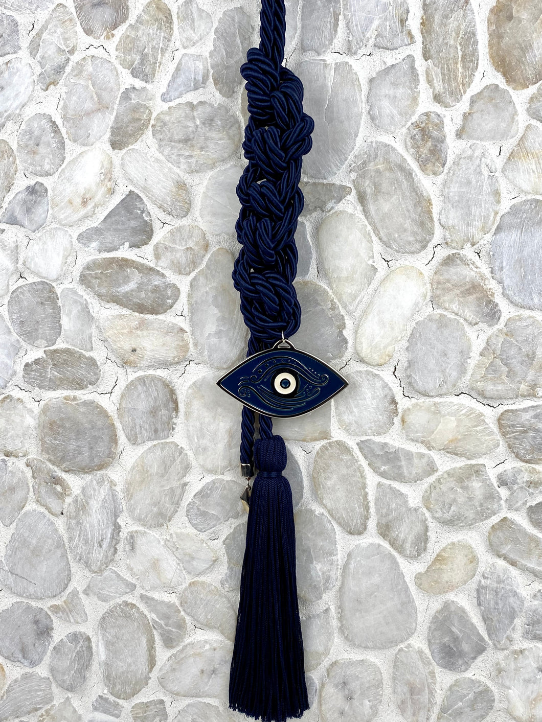 Pearl Navy Blue Rope with Metal Evil Eye Gouri 202113