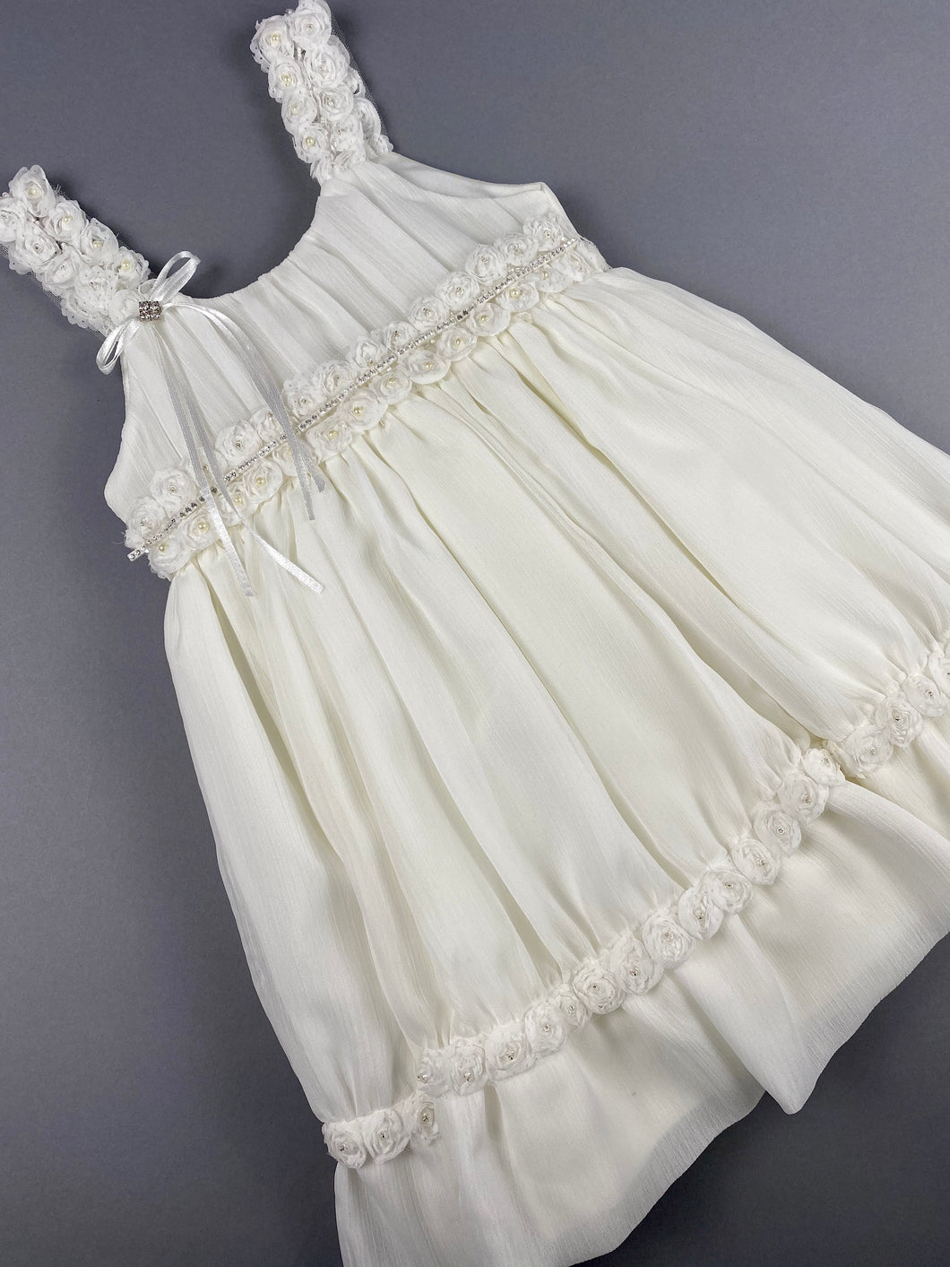 Dress 35 Girls Baptismal Christening Sleeveless  3pc  Dress, matching Bolero and Hat. Made in Greece exclusively for Rosies Collections.