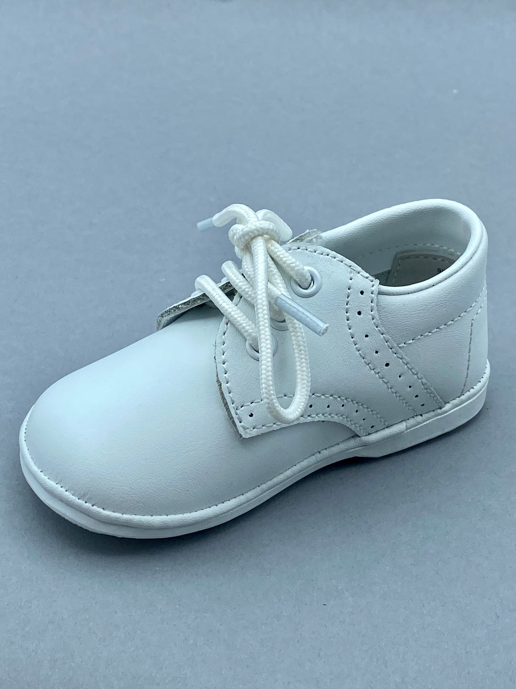 White Leather Walking Shoe with Laces