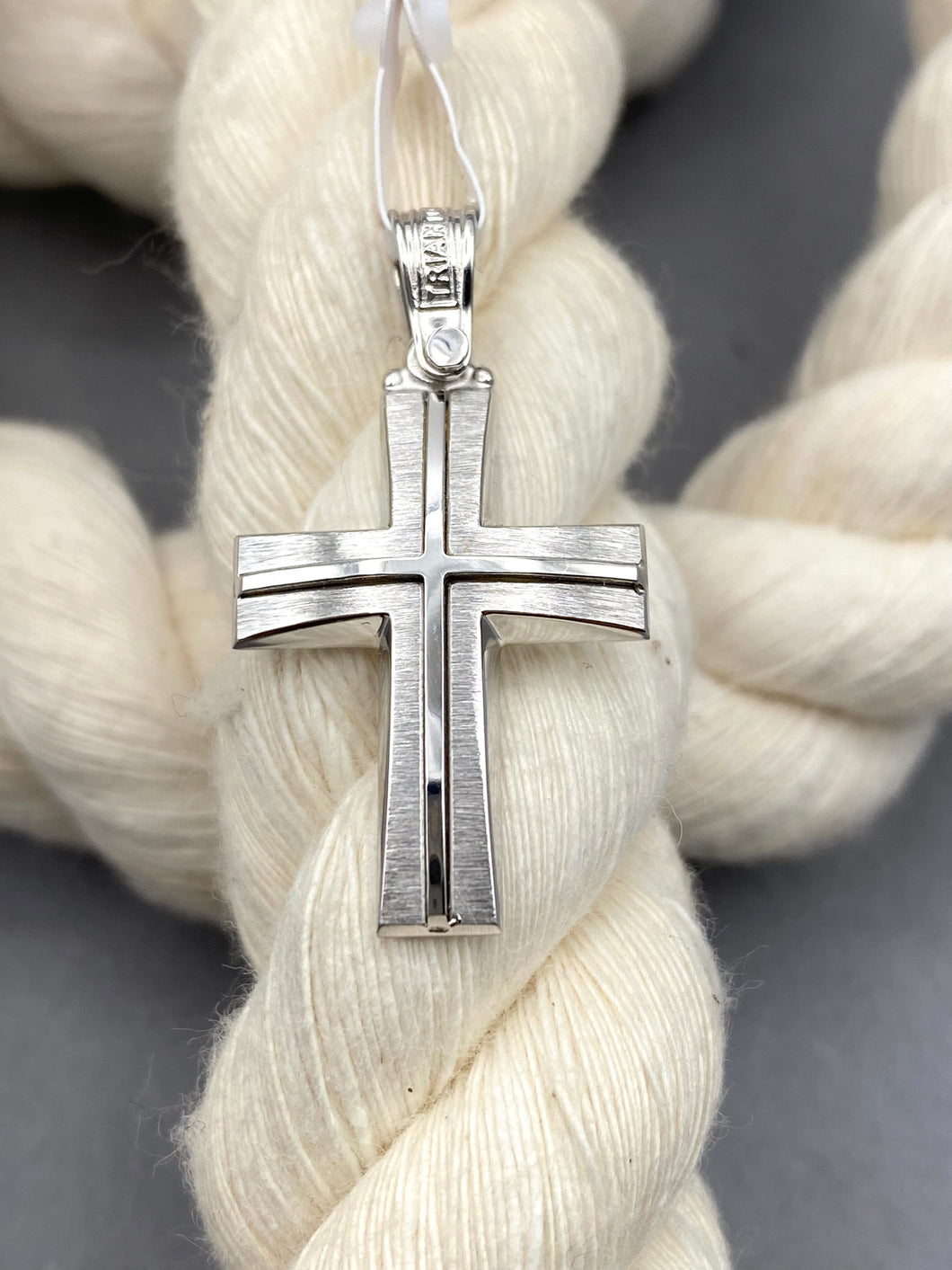 Triantos 14k White  Gold Cross Polished and Brushed 222508
