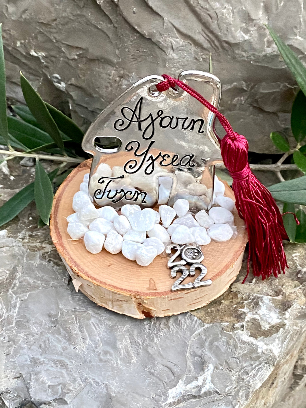 Love, Health, Good Luck Home on Birch Wood with 2022 Charm and Tassel