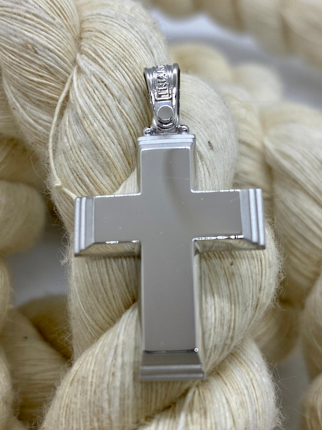 Triantos 14k Polished and Brushed White Gold Cross 212277