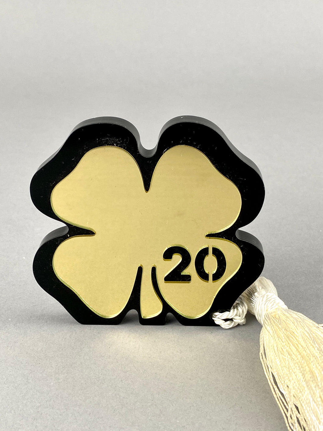 Large Freestanding 2020 Four Leaf Clover with Tassel