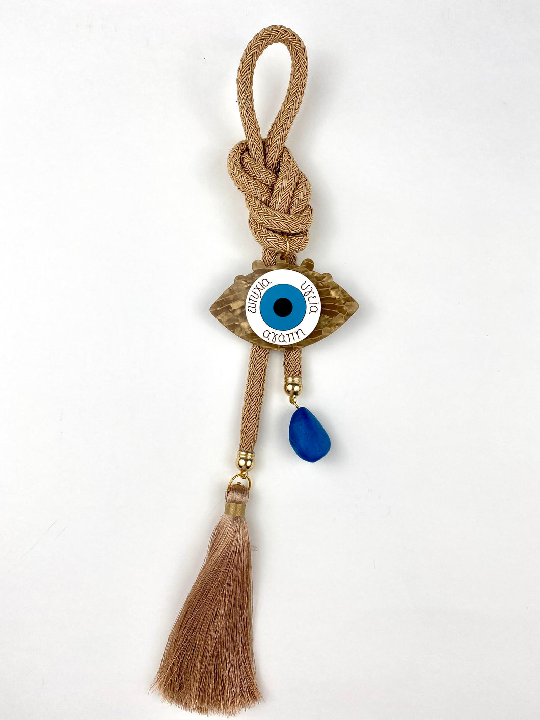 Gouri 202010 BraidedCord  Evil Eye Love, Health, Luck with tassel and Rock