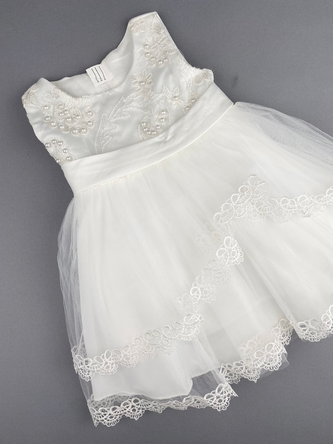 Girls Christening Baptismal Embroidered Dress 46 with Pearls