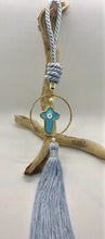 Load image into Gallery viewer, Gouri 28 Baby Blue Rope, Gold Hoop With Large Baby Blue Cross and Large Tassel
