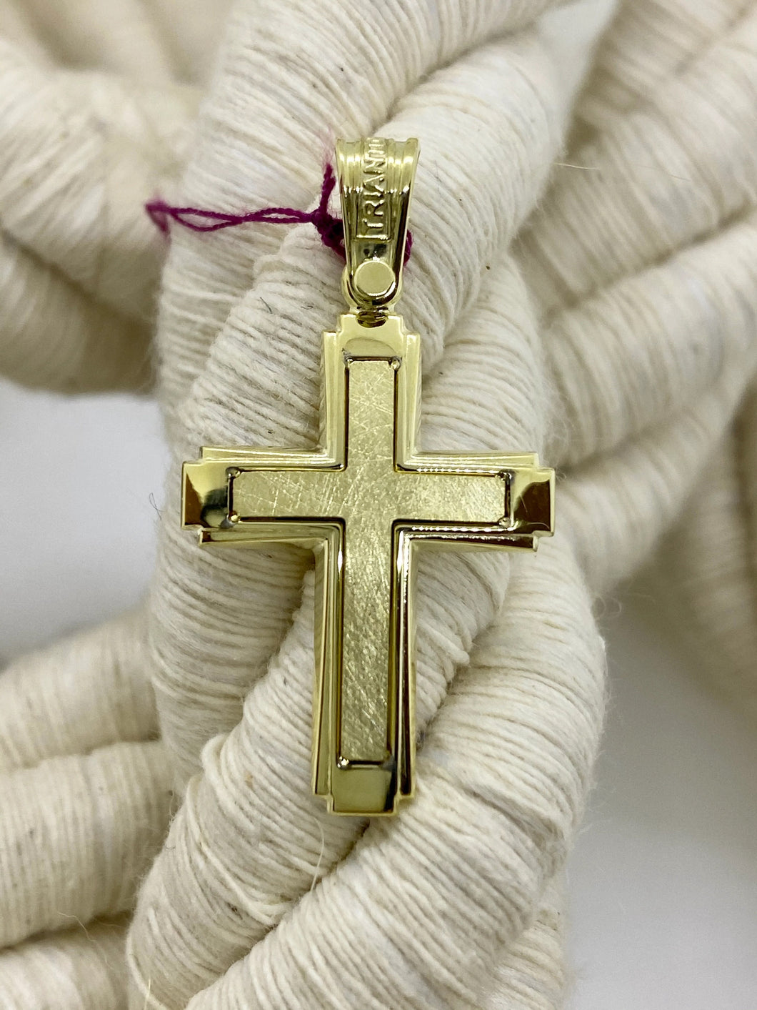 Triantos Yellow Gold Cross 14k Polished and Brushed 222415