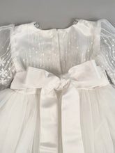 Load image into Gallery viewer, Dress 2 Girls Christening Baptismal Embroidered Dress with Sleeves and Pearl Belt
