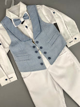 Load image into Gallery viewer, Rosies Collections 7pc Suit, Pants, Vest, Dress Shirt, Bow Tie, Belt and Hat, made in Greece,  exclusively for Rosies Collections. S202345
