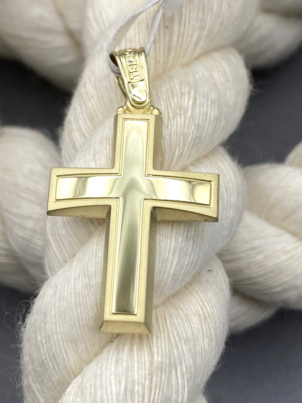 Triantos 14k Yellow  Gold Cross Polished  and Brushed 3.50g 222526