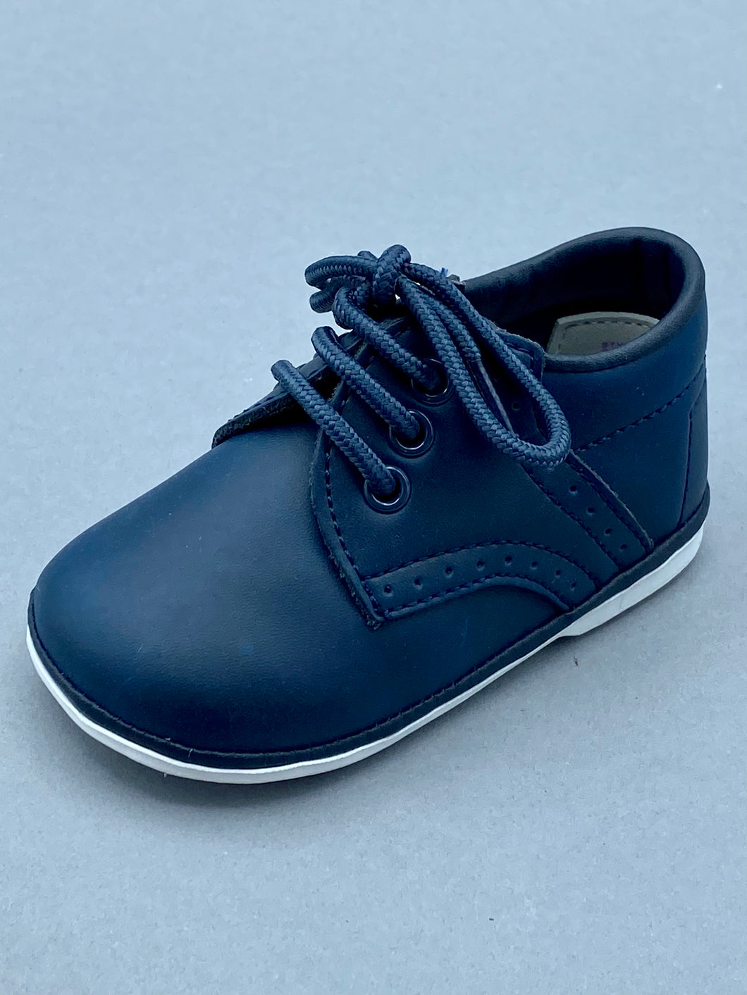 Navy Blue Leather and White Sole with Laces Walking shoe