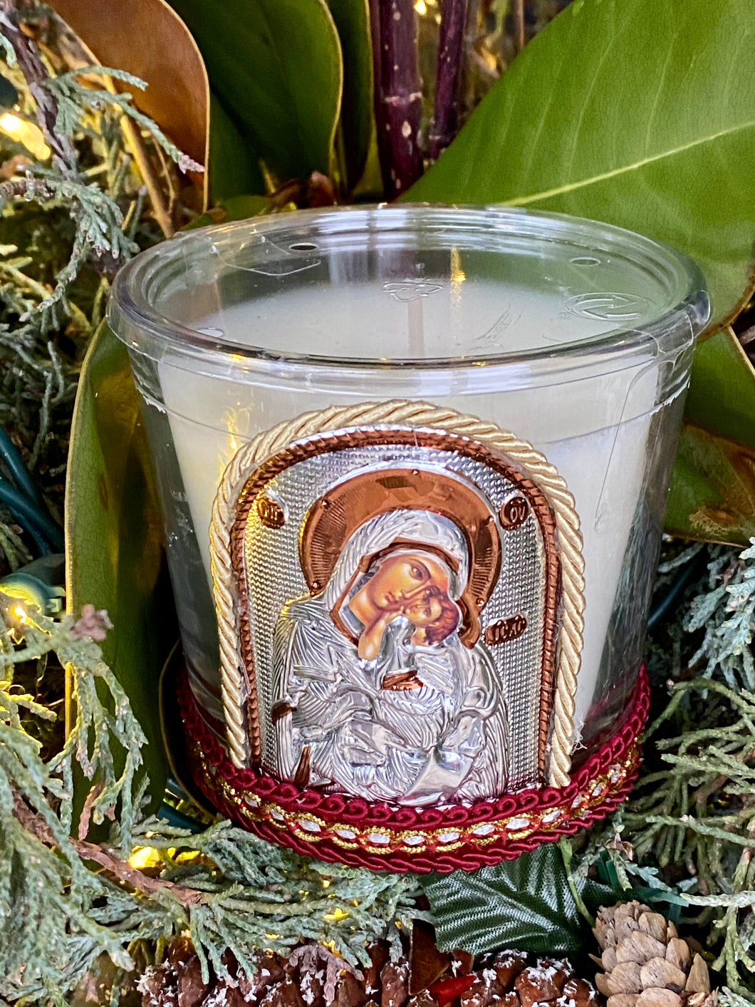 White Scented Candle with Icon
